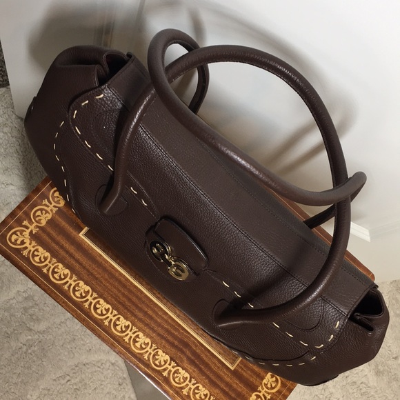 New Escada brown leather handbag handmade in Italy - Picture 6 of 16